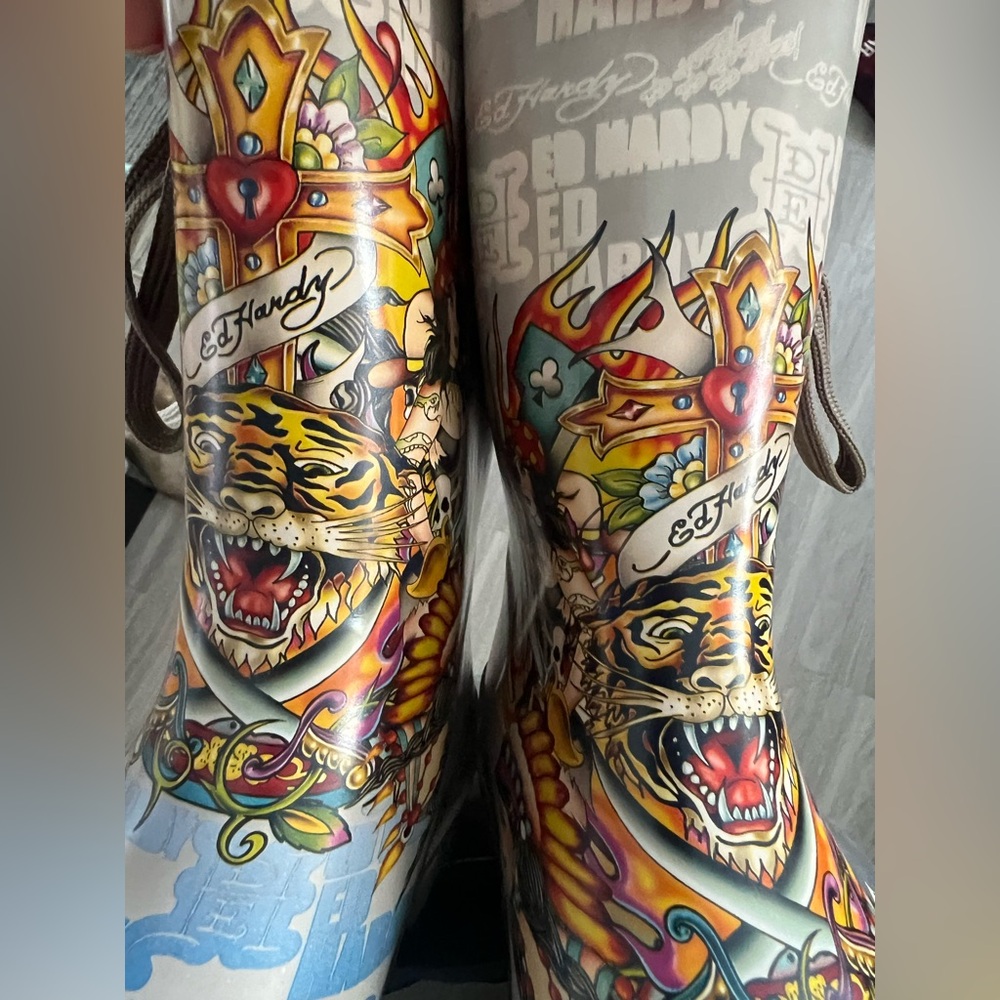 Ed Hardy Kids Rain & Snow Boots - Green, Blue, White - Picture 10 of 14